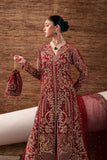 Emaan Adeel Starlit Jewels Unstitched Organza 3Pc Suit - Ruby Veil