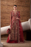 Emaan Adeel Starlit Jewels Unstitched Organza 3Pc Suit - Ruby Veil