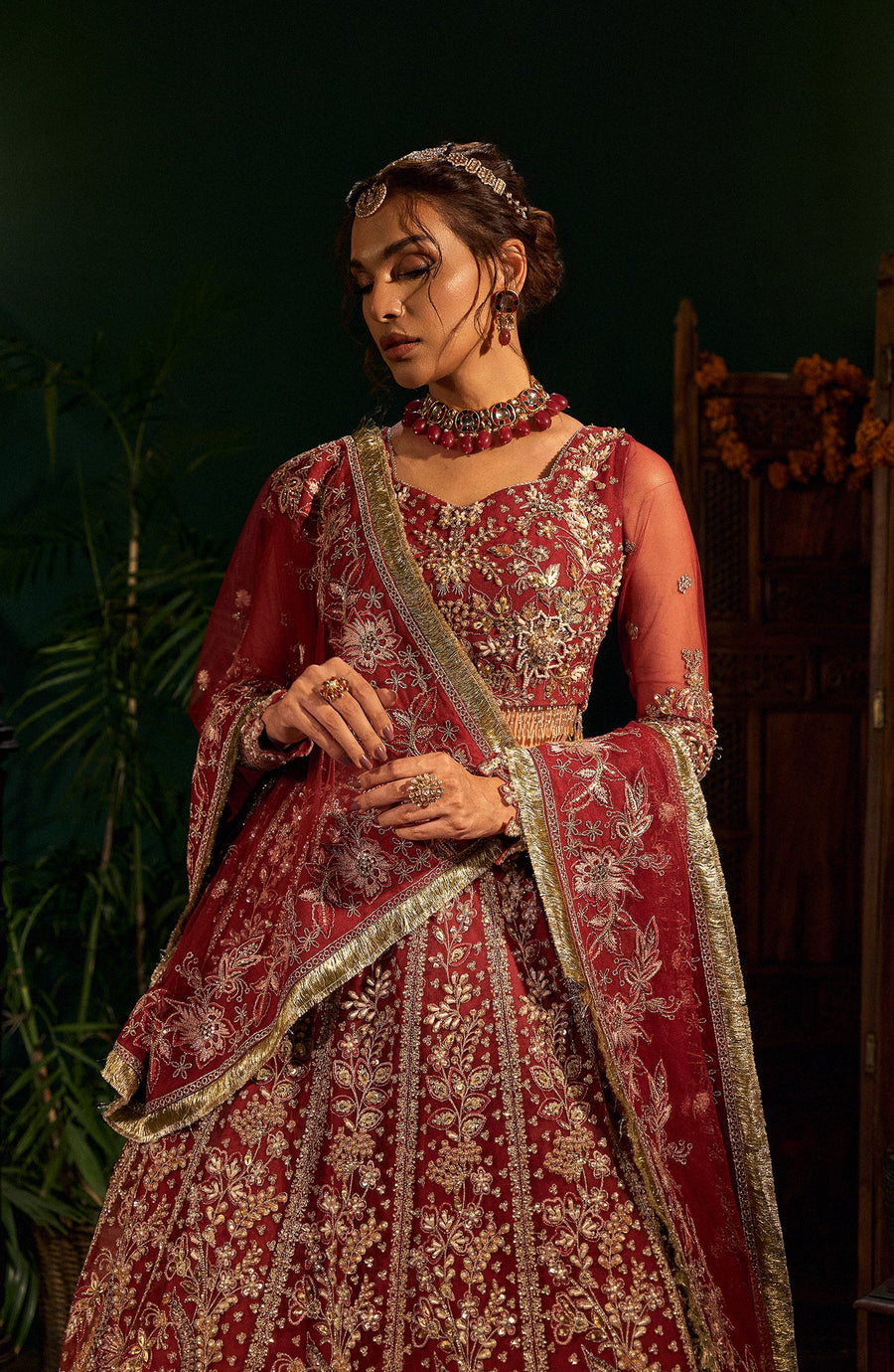 Close-up of Ruby Maxi neckline and embellishments