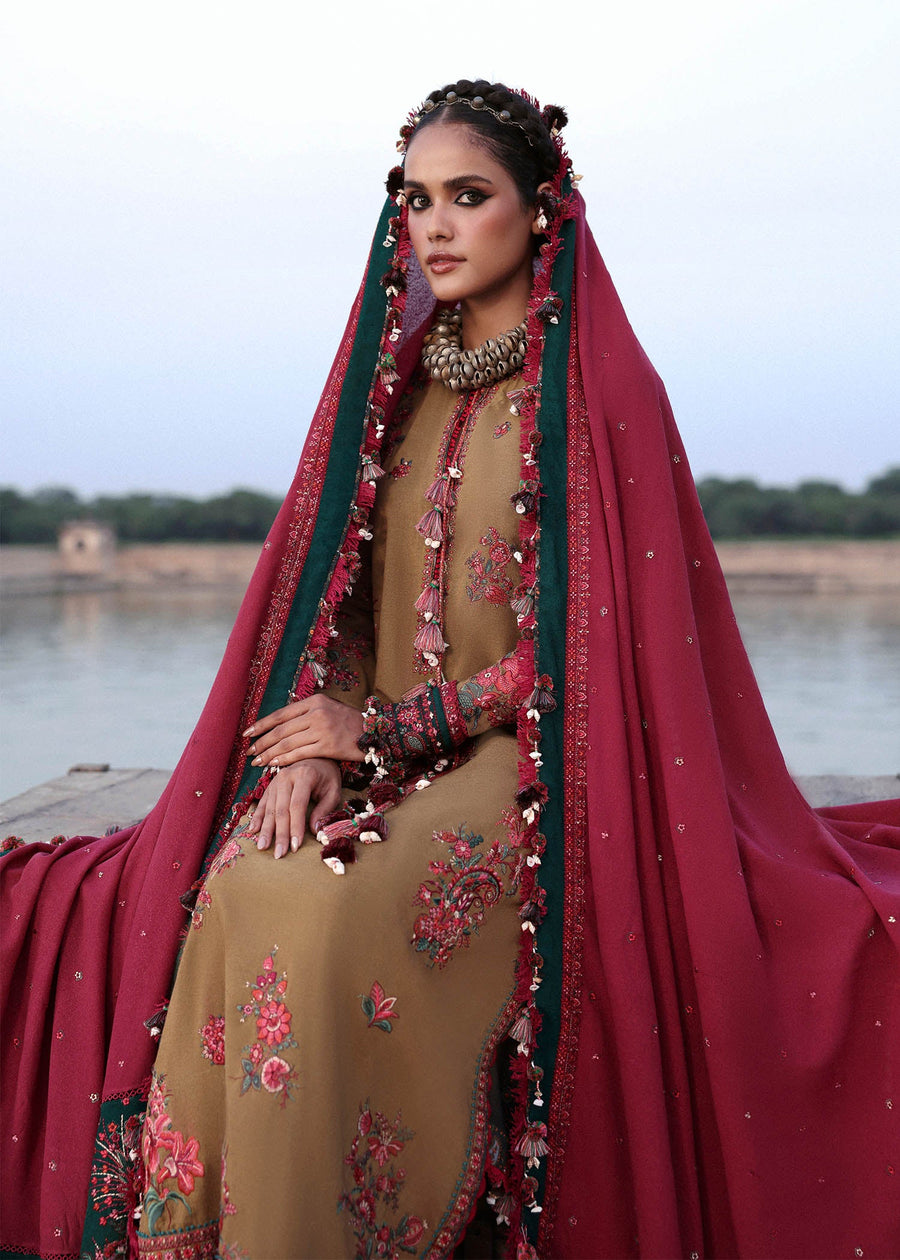 Hussain Rehar Embroidered Karandi Unstitched 3Pc Suit - Rumi