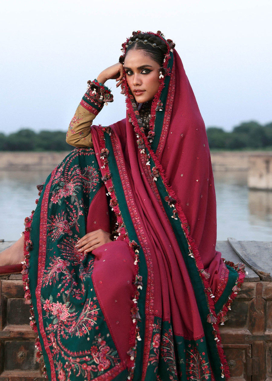 Hussain Rehar Embroidered Karandi Unstitched 3Pc Suit - Rumi