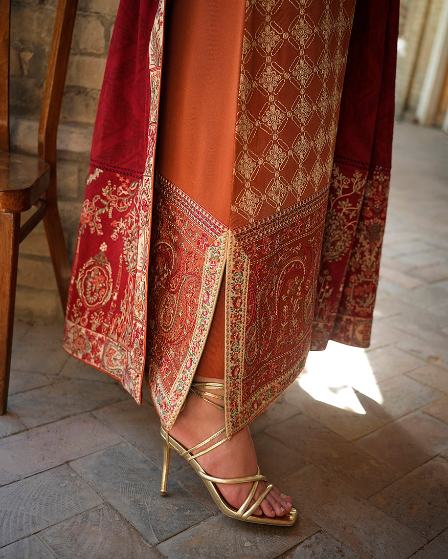 Mushq Broadway Embroidered Jacquard Unstitched 3Pc Suit - Rumi Sunset