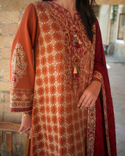 Mushq Broadway Embroidered Jacquard Unstitched 3Pc Suit - Rumi Sunset