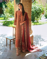 Mushq Broadway Embroidered Jacquard Unstitched 3Pc Suit - Rumi Sunset