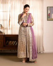 Mushq Sunehri Ramsha Edit Lama Silk Stitched 3Pc Suit - Rumsha