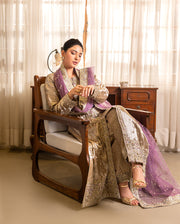 Mushq Sunehri Ramsha Edit Lama Silk Stitched 3Pc Suit - Rumsha