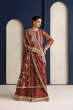 Farasha Luxury Formal Embroidered Chiffon Unstitched 3Pc Suit - Rust Muse
