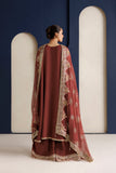 Farasha Luxury Formal Embroidered Chiffon Unstitched 3Pc Suit - Rust Muse