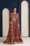 Farasha Luxury Formal Embroidered Chiffon Unstitched 3Pc Suit - Rust Muse