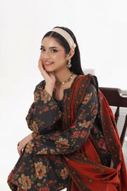 Feathers Digital Printed Dhanak Unstitched 3Pc Suit Rust Reverie-FT792