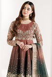 Farasha Fiorella Embroidered Chiffon Unstitched 3Pc Suit - RUSTIC GLOW