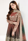 Farasha Fiorella Embroidered Chiffon Unstitched 3Pc Suit - RUSTIC GLOW