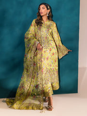 NUREH Unstitched Embroidered Charmeuse Printed Silk 3Pc Suit S-01
