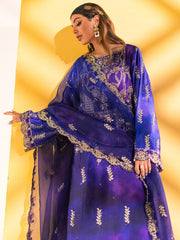 NUREH Unstitched Embroidered Charmeuse Printed Silk 3Pc Suit S-02