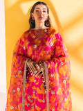 NUREH Unstitched Embroidered Charmeuse Printed Silk 3Pc Suit S-04