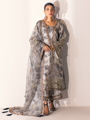 NUREH Unstitched Embroidered Charmeuse Printed Silk 3Pc Suit S-05
