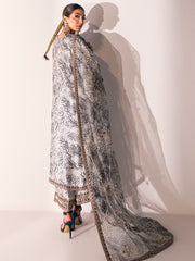 NUREH Unstitched Embroidered Charmeuse Printed Silk 3Pc Suit S-05