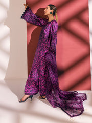 NUREH Unstitched Embroidered Charmeuse Printed Silk 3Pc Suit S-06