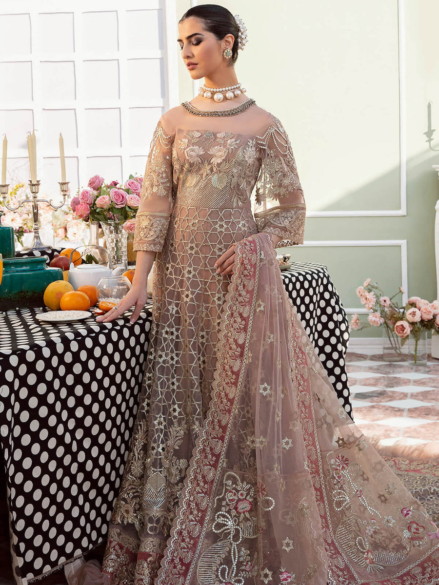 Serene Premium Embroidered Maia 3Pc Net Suit S-1070 Perle