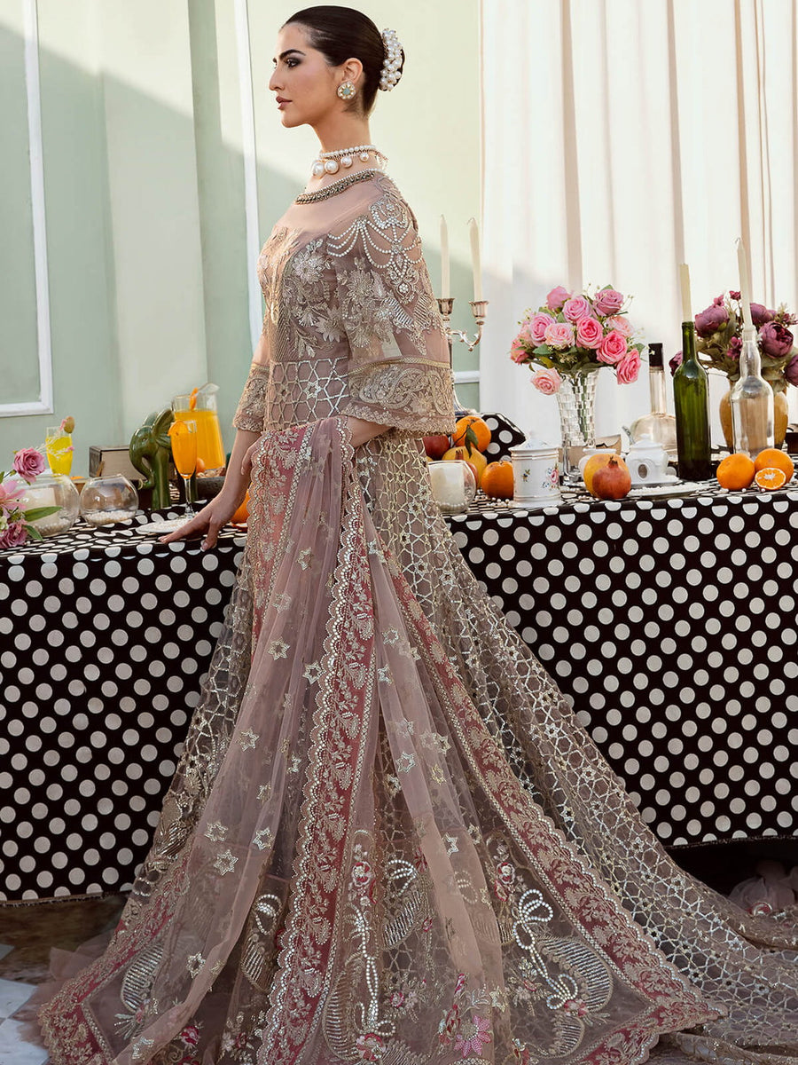 Serene Premium Embroidered Maia 3Pc Net Suit S-1070 Perle