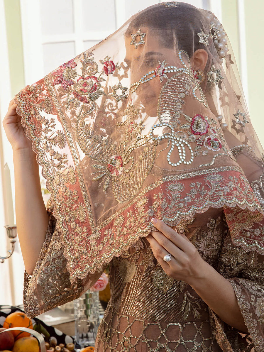 Serene Premium Embroidered Maia 3Pc Net Suit S-1070 Perle