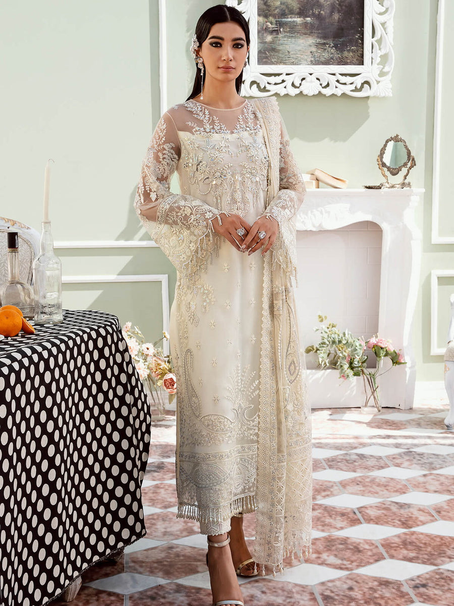 Serene Premium Embroidered Maia 3Pc Net Suit S-1071 Lama