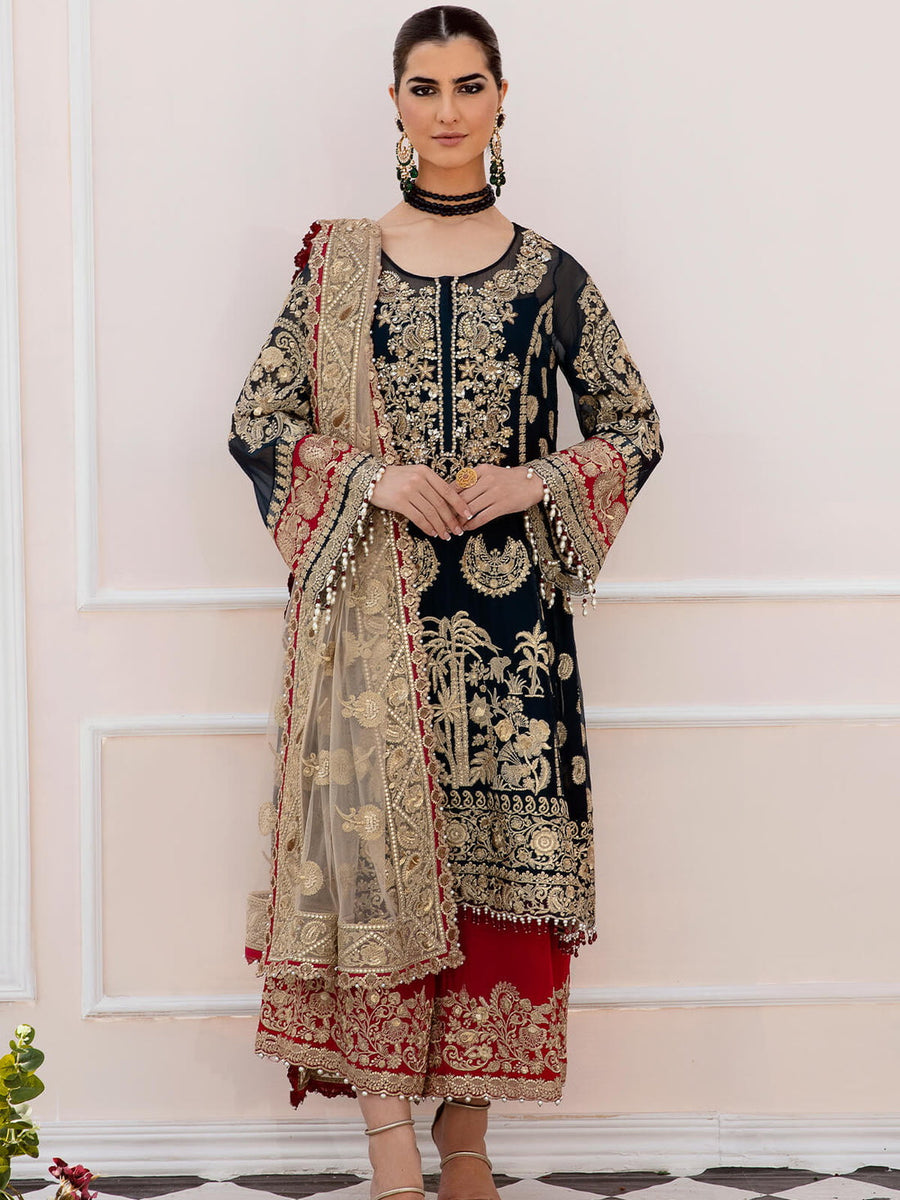 Serene Premium Embroidered Maia 3Pc Chiffon Suit S-1075 Onrique