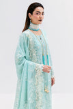 Imrozia Luxe Serene Embroidered Georgette Unstitched 3Pc Suit S-1087 AQUA