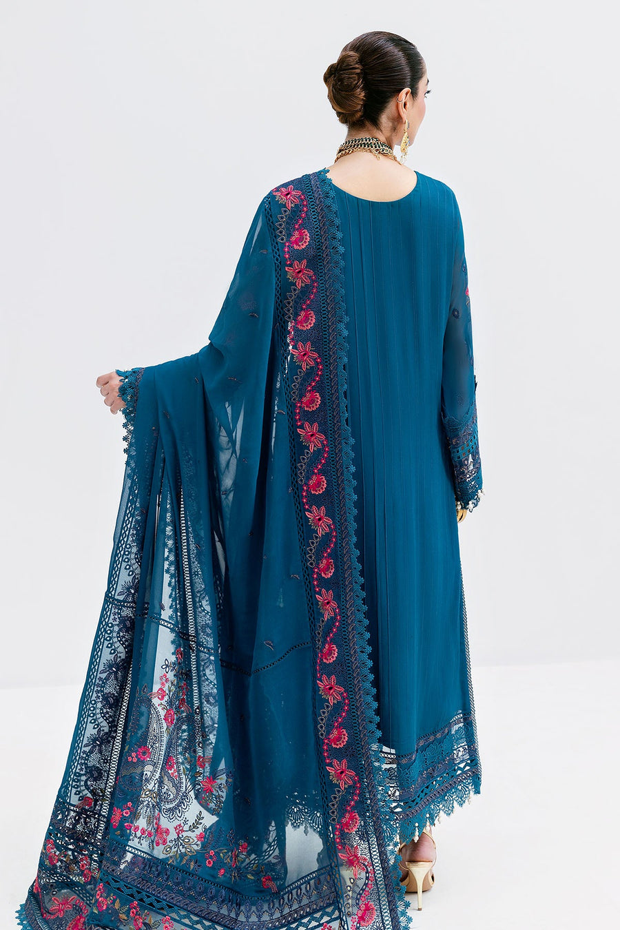 Imrozia Luxe Serene Embroidered Georgette Unstitched 3Pc Suit S-1093 SAPPHIRE