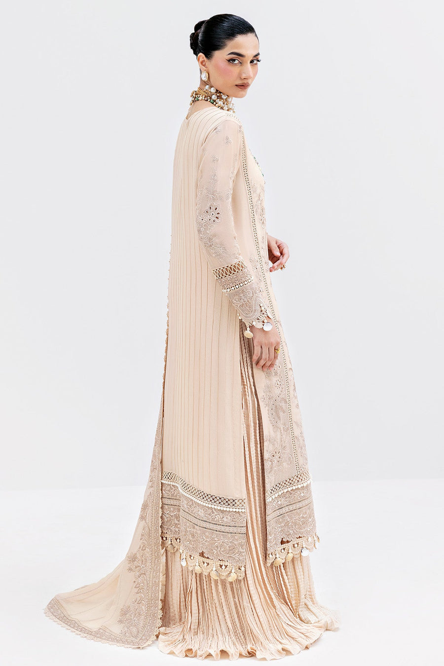 Imrozia Luxe Serene Embroidered Georgette Unstitched 3Pc Suit S-1094 SAND