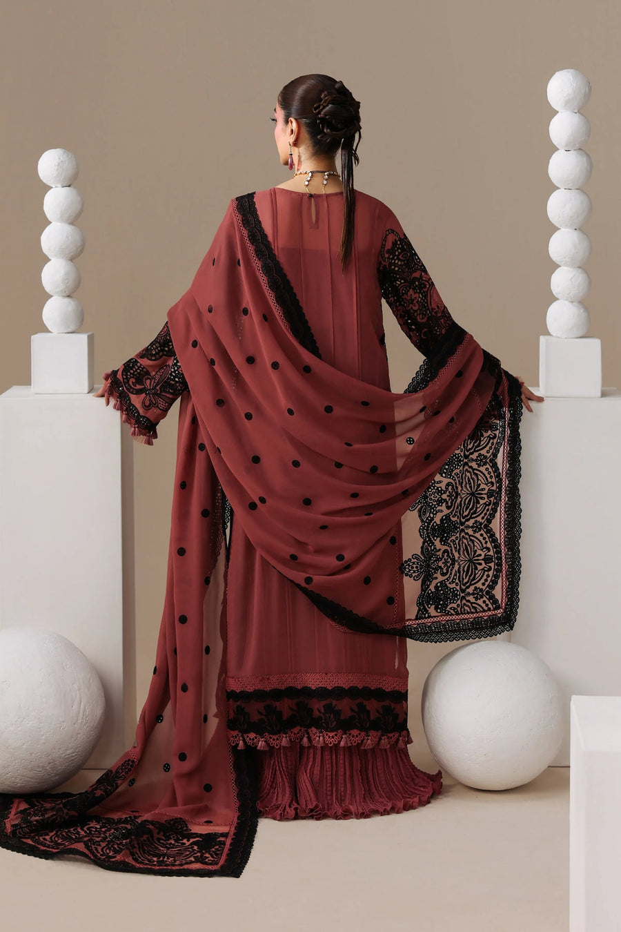 Imrozia Serene Luxe Noire Embroidered Georgette Unstitched 3Pc Suit S-1099 Velours