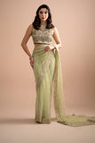 Imrozia Premium Embroidery Lumiere Luxury Net Stitched Saree S.S 03 Eden