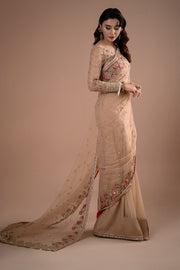Imrozia Premium Embroidery Lumiere Luxury Net Stitched Saree S.S 05 Celeste