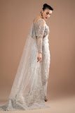 Imrozia Premium Embroidery Lumiere Luxury Net Stitched Saree S.S 07 Misty Grey