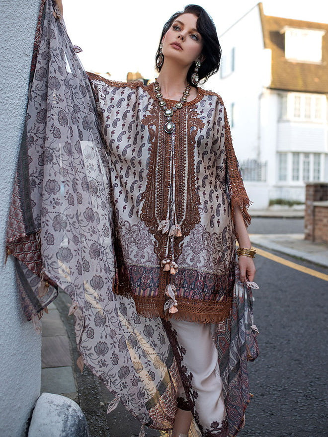 Sobia Nazir Embroidered Silk Unstitched 3 Piece Suit D-09