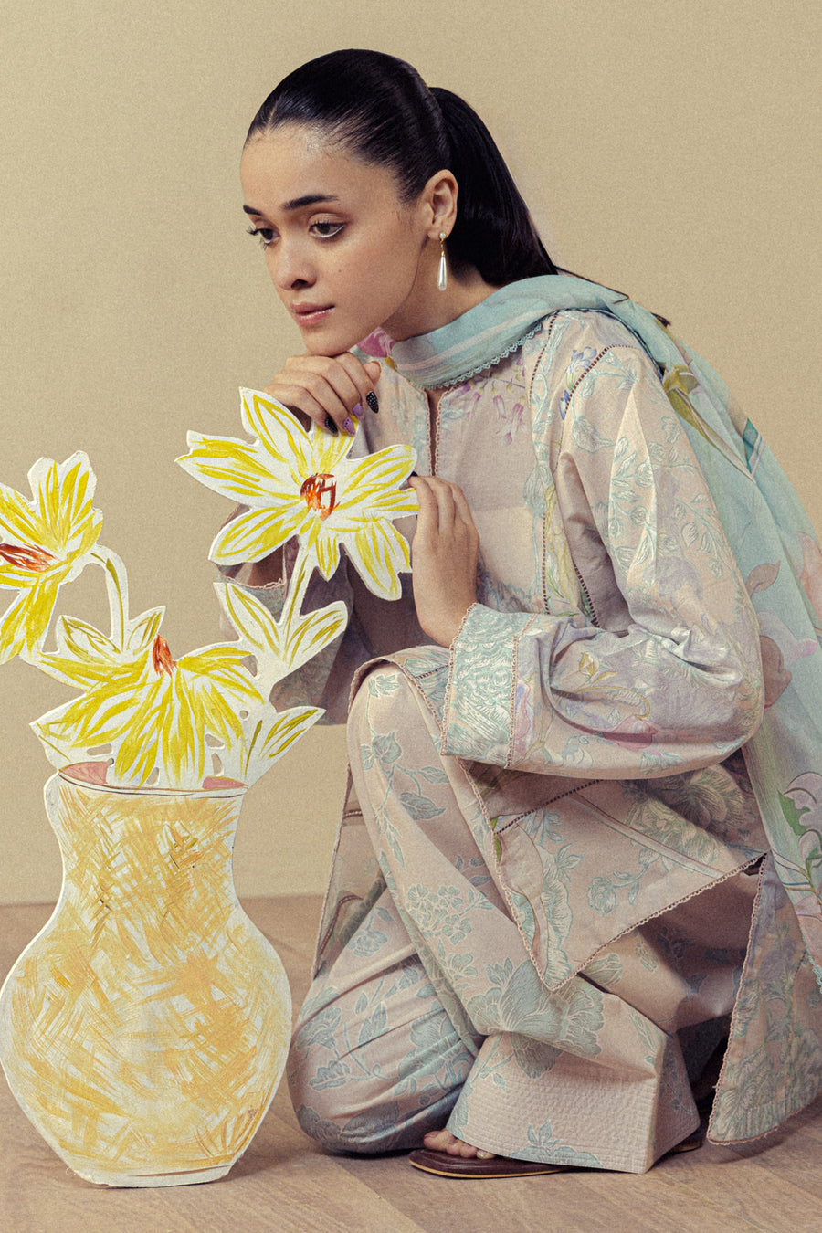 Coco by Zara Shahjahan Prints Unstitched Lawn 3Pc Suit D-02B FIORA