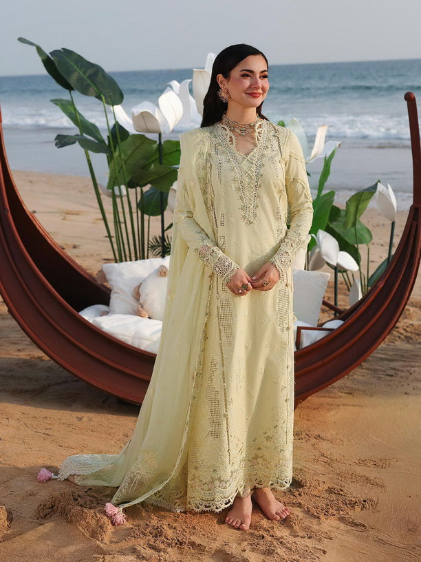 Qalamkar Sahil Embroidered Luxury Lawn Unstitched 3Pc Suit SA-03 SAFA