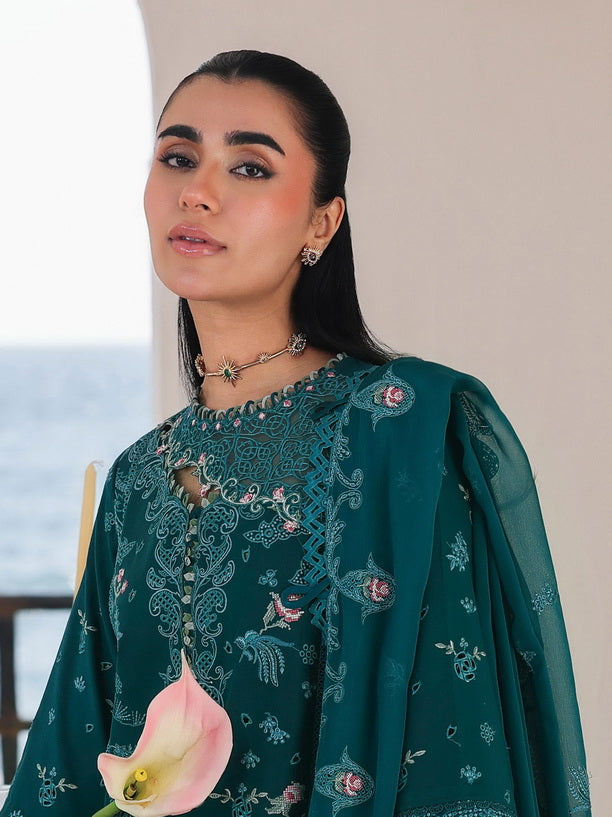 Qalamkar Sahil Embroidered Luxury Lawn Unstitched 3Pc Suit SA-04 ELIF