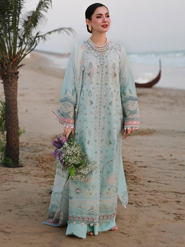 Qalamkar Sahil Embroidered Luxury Lawn Unstitched 3Pc Suit SA-05 AYRA