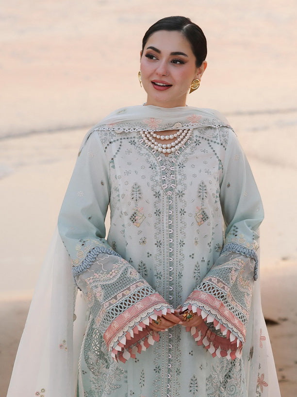 Qalamkar Sahil Embroidered Luxury Lawn Unstitched 3Pc Suit SA-05 AYRA
