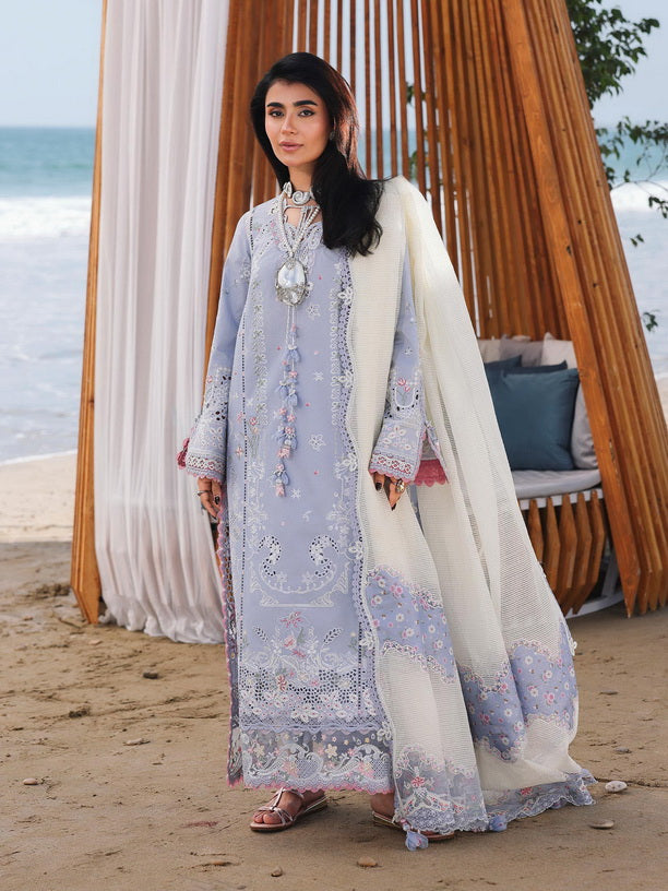Qalamkar Sahil Embroidered Luxury Lawn Unstitched 3Pc Suit SA-08 ZAYNA