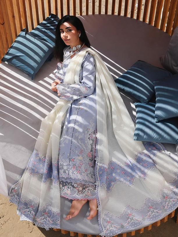 Qalamkar Sahil Embroidered Luxury Lawn Unstitched 3Pc Suit SA-08 ZAYNA