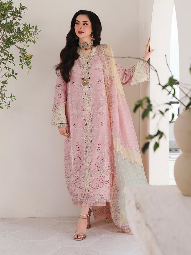 Qalamkar Sahil Embroidered Luxury Lawn Unstitched 3Pc Suit SA-09 HANIYA