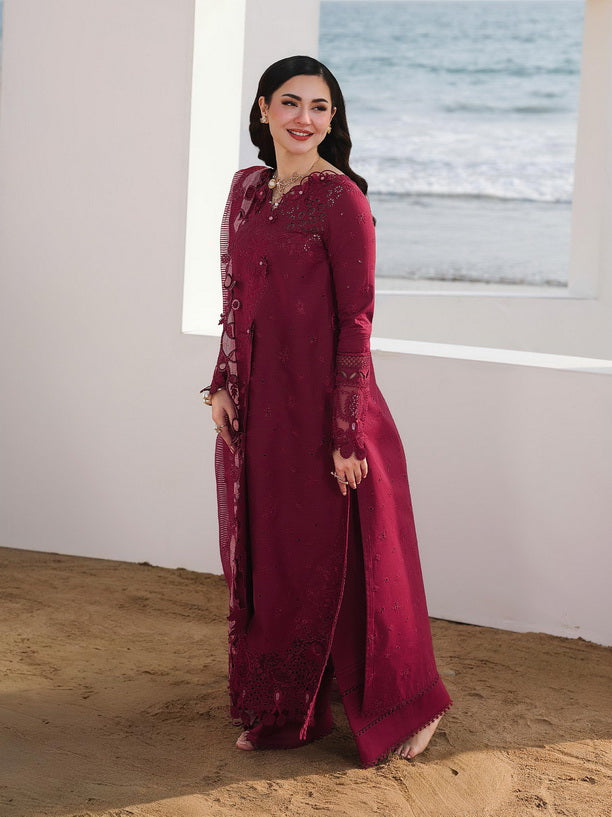 Qalamkar Sahil Embroidered Luxury Lawn Unstitched 3Pc Suit SA-14 NELAM