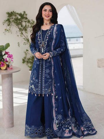 Qalamkar Sahil Embroidered Luxury Lawn Unstitched 3Pc Suit SA-16 ESMA