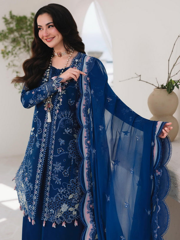 Qalamkar Sahil Embroidered Luxury Lawn Unstitched 3Pc Suit SA-16 ESMA