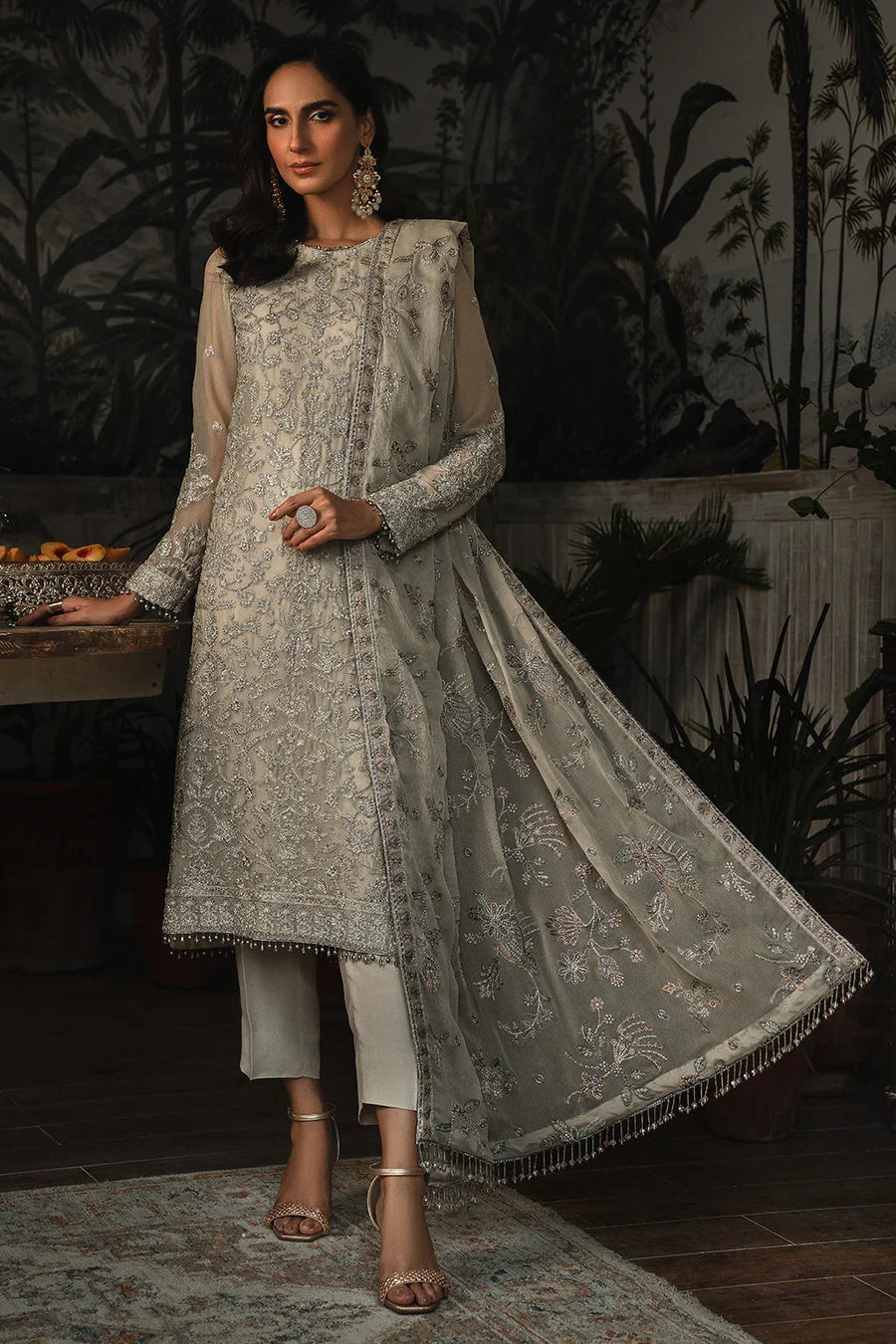 Zarif La Rosella Unstitched Embroidered Chiffon 3Pc Suit ZLR 05 SANDY