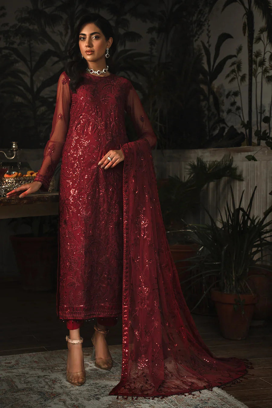Zarif La Rosella Unstitched Embroidered Net 3Pc Suit ZLR 01 MARLENE