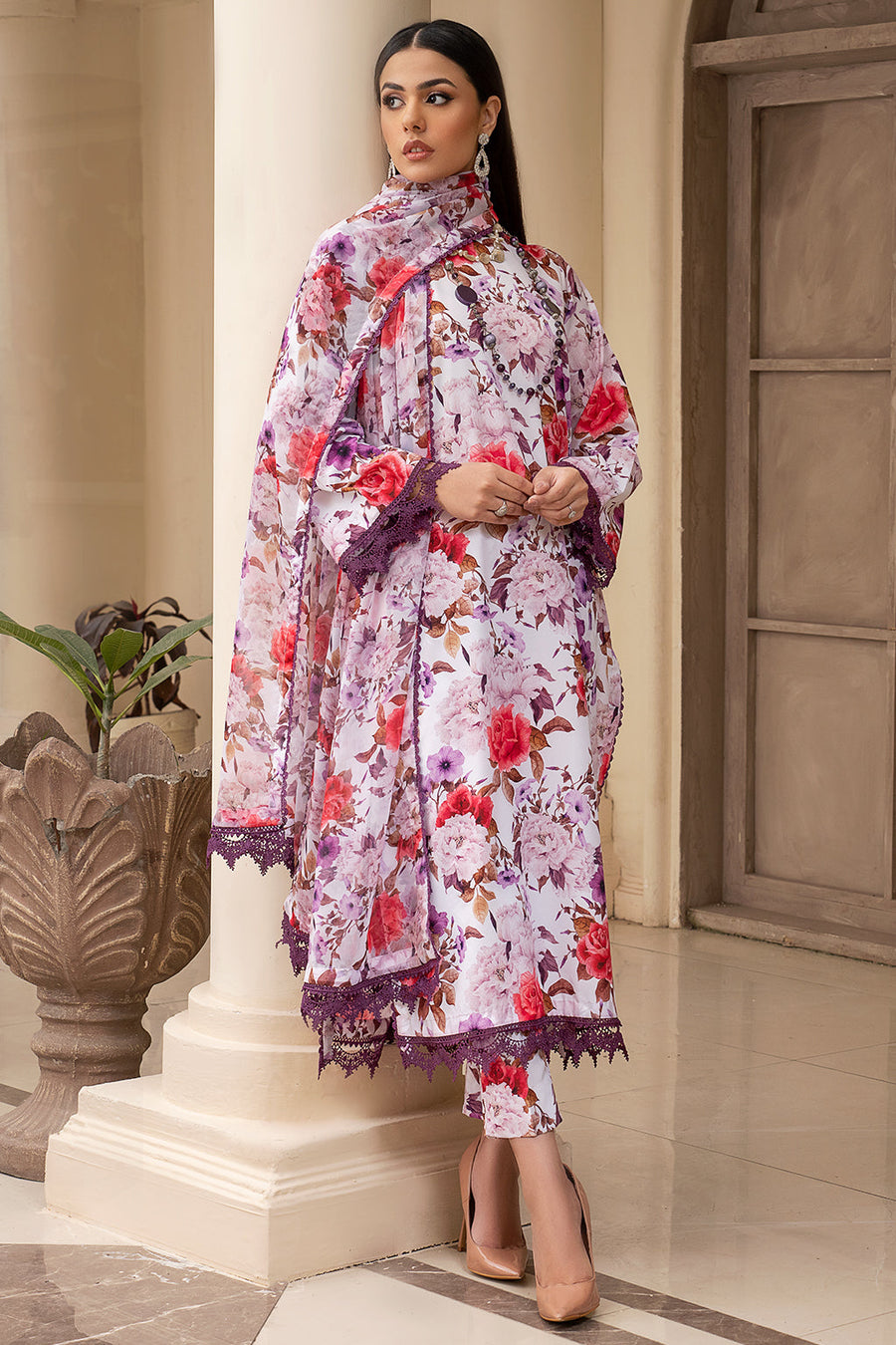Zarif Printed Georgette Silk Unstitched 3 Piece Suit ZPR-03 CELINA