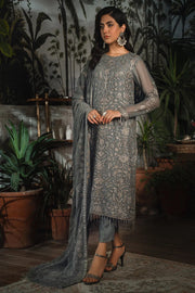 Zarif La Rosella Unstitched Embroidered Chiffon 3Pc Suit ZLR 07 NOIR